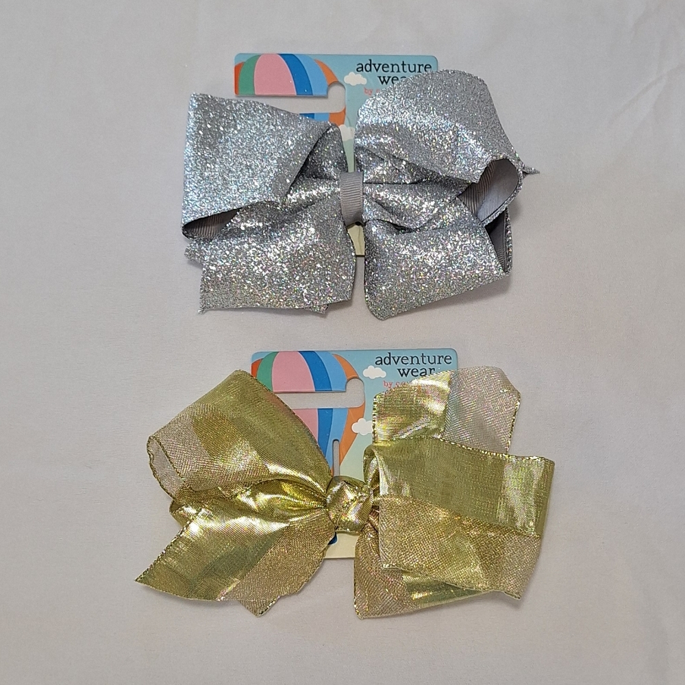 Copper Key Glitter Hair Bow Set